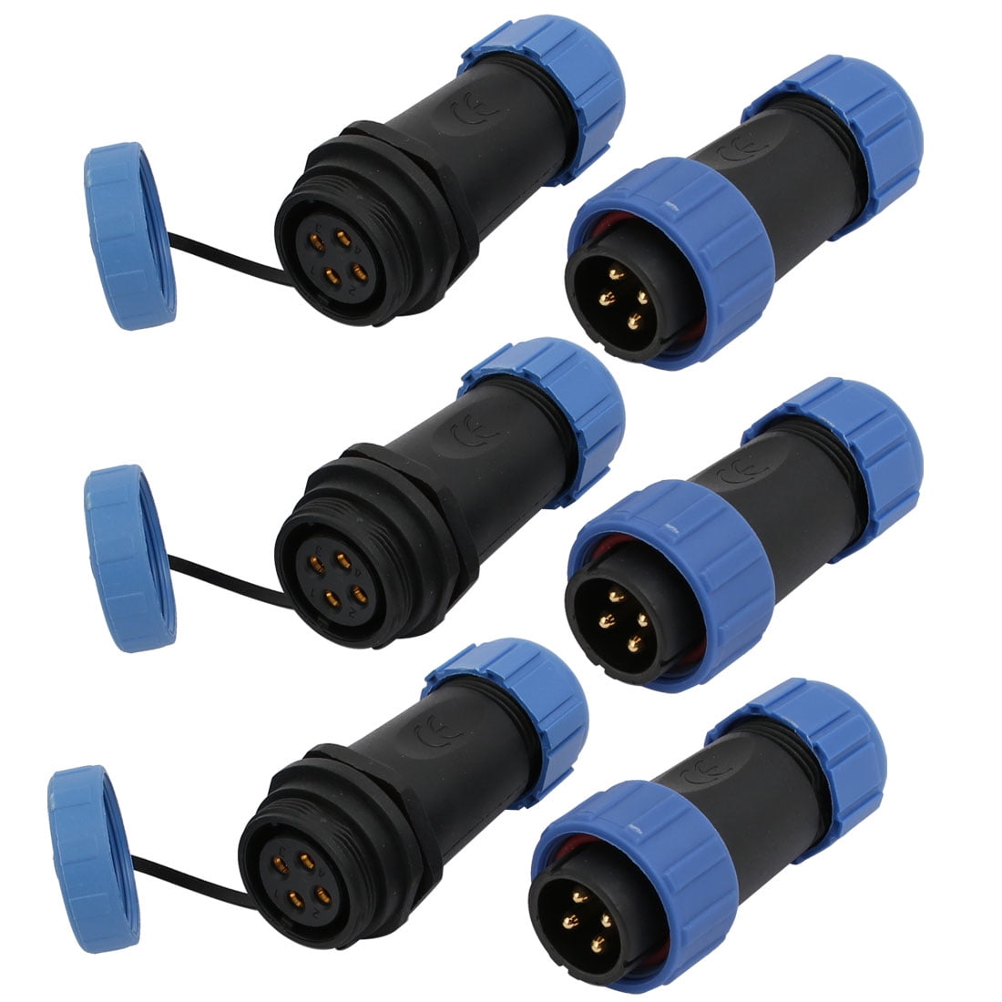 3Pair Waterproof Aviation Cable Connector + Socket SD204 4 Pin IP68