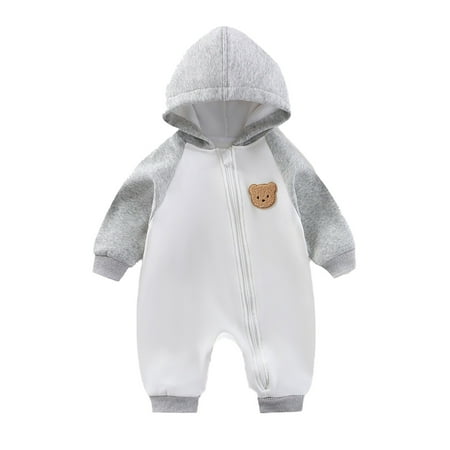 oqasdz Newborn Baby Girls Boys Hoodie Jumpsuits Wool Long Sleeve Full Zip Breathable Jumpsuit Outdoor Activities Casual Cozy Soft Daily Wear