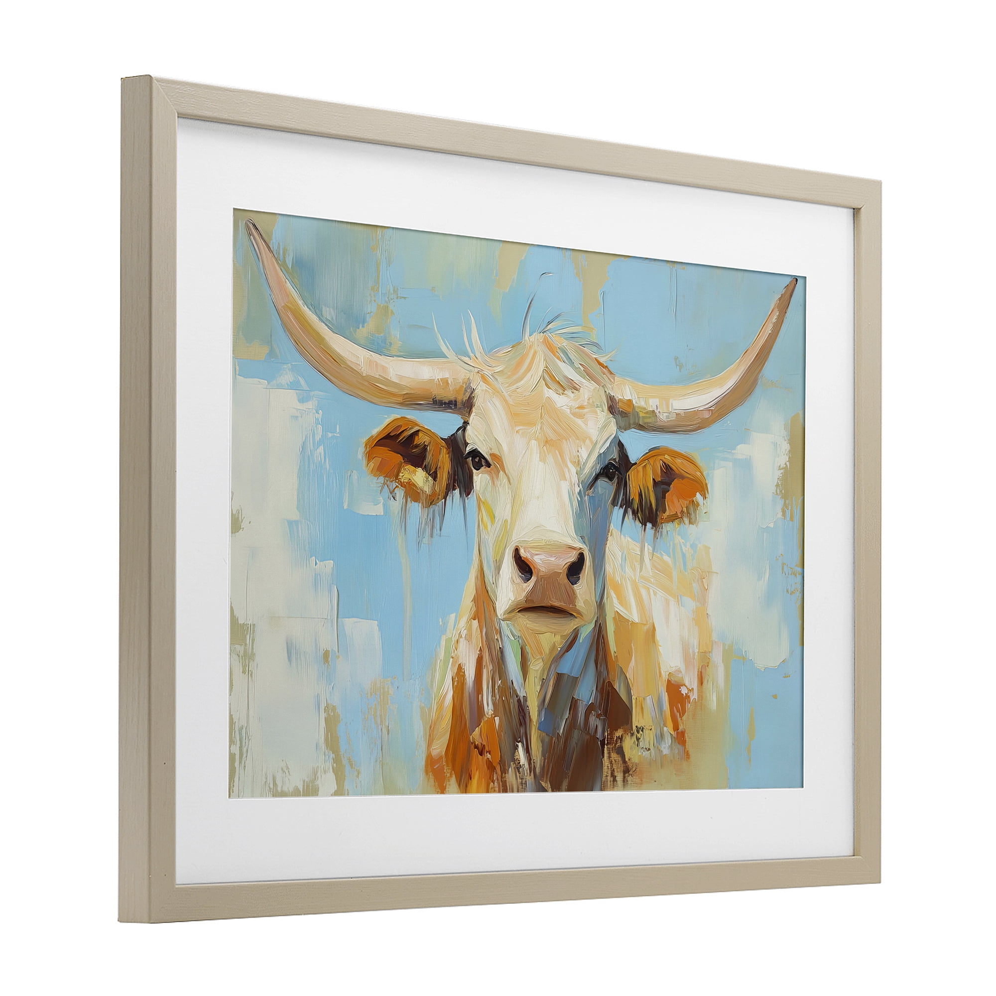 Stupell Industries Abstract Texas Longhorn Birch Framed Print Under Glass, design by Tina LeCour