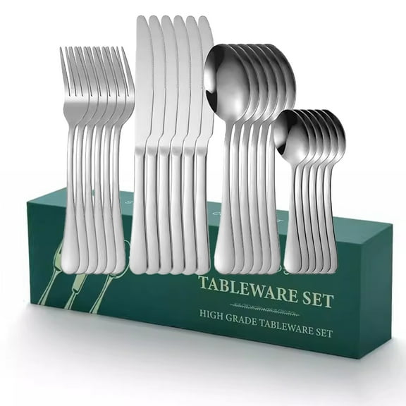 16 PCS Silverware Set Stainless Steel Flatware Set,Mirror Polished Cutlery Utensil Set,Durable Home Kitchen Eating Tableware Set, Fork Knife Spoon Set