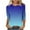 Blue., variant on 3/4 Length Sleeve Tops for Women with Pockets,Gradient Print Crew Neck Top Pocket Fashion Casual Daily Blouse