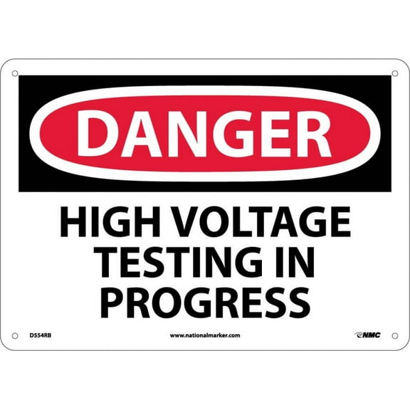 NMC Signs D554Rb, Danger High Voltage Testing In Progress Sign, 10 X 14, Rigid Plastic .050