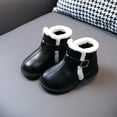 thumbnail image 2 of TOWED22 Girl's Winter Snow Boots Fashion Autumn And Winter Girls Boots Flat Bottom Non Slip Short Plush Warm Solid Buckle(Black,9), 2 of 7