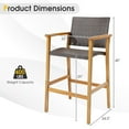 thumbnail image 4 of Costway 4PCS Patio PE Wicker Bar Chairs Height Barstools with Acacia Wood Armrests Balcony, 4 of 9
