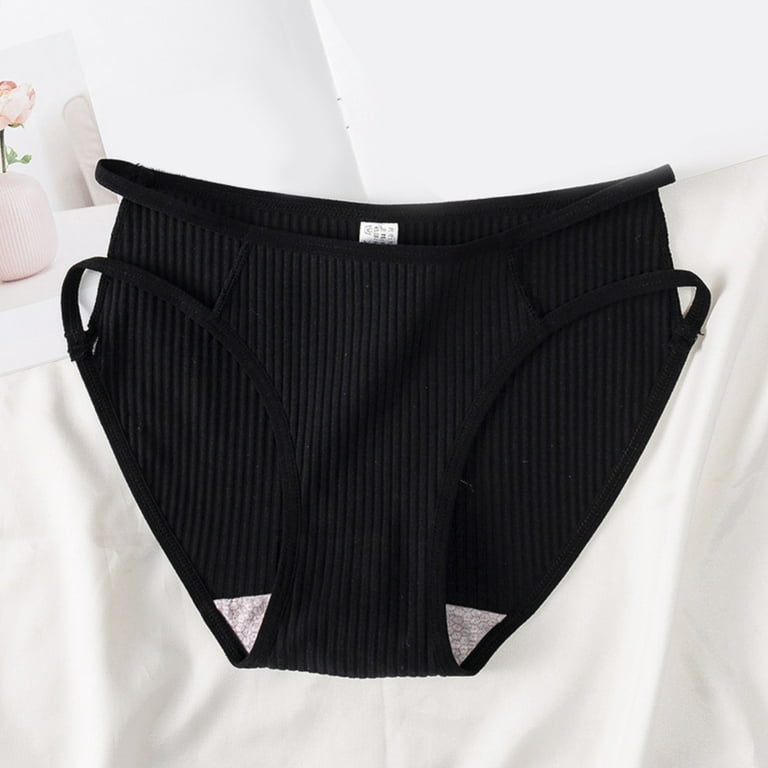 KaLI_store Women Underwear Womens UnderwearHigh Waist Underwear for Women  Soft Comfortable Briefs Panty Black,L 
