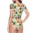 thumbnail image 3 of Uemuo Lemon Fruits Vegetables Pattern Women's One Piece Short Sleeve Swimsuit Rash Guard Surfing Modest Quick-drying Swimsuit Beach Essentials-XX-Large, 3 of 9