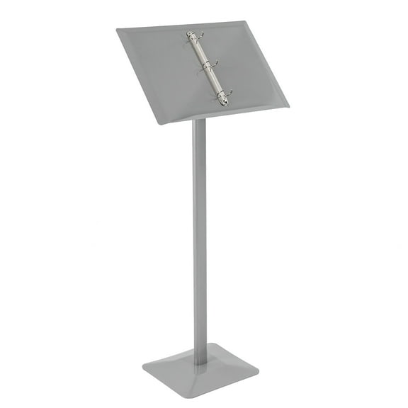 Ring Binder Stand, Pedestal Sign Holder Freestanding Metal Menu Board Stand with 12.6*11-inch Sturdy Base Poster Stand Silver