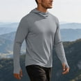 thumbnail image 5 of Mens UPF 50+ Sun Protection Jacket Hooded Long Sleeve Lightweight Quick Dry Fashion Athletic Top with Pockets and Thumb Hole Gray XXL, 5 of 8