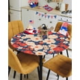 thumbnail image 4 of 4th of July American Daisy Flowers Fitted Round Tablecloths Elastic Edged Table Covers 36"-44",Vintage Patriotic Floral Waterproof Dining Room Table Cloth for Kitchen Holiday Party Tables Decor, 4 of 6