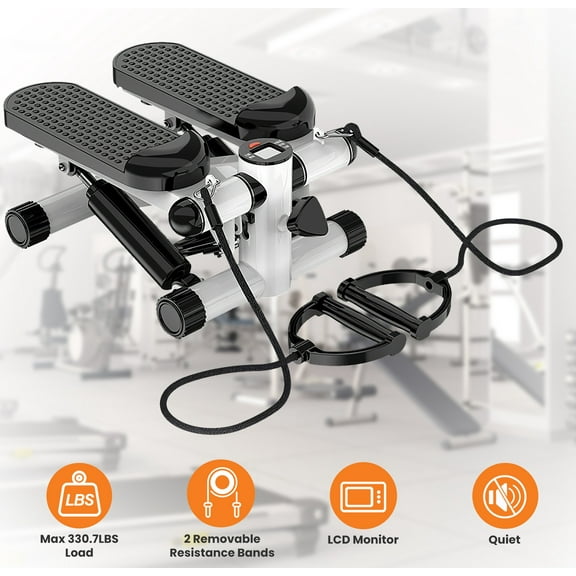 LCD Monitor Fitness Stepper  Mini Quiet Stepper  Exercise Equipment Max 330.7LBS Gray