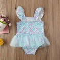 thumbnail image 1 of Toddler Baby Girl Swimsuit Fish Scale Ruffle Sleeve Bathing Suit One Piece Swimwear Beachwear, 1 of 4