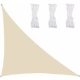 thumbnail image 1 of Voile d'Ombrage Triangulaire Imperméable Toile Extensible Protection UV Tissu Imperméable Résistant aux Intempéries Séchage Rapide pour Jardins Parcs Pelouses, 3x3x3m, Beige-Blanc, 1 of 5