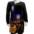 thumbnail image 1 of Moon Kids Apron, Desert Night Full Moon with Nebula and Rainbow in Starry Sky Art, Boys Girls Apron Bib with Adjustable Ties for Cooking Baking Painting, Caramel Purple, by Ambesonne, 1 of 2