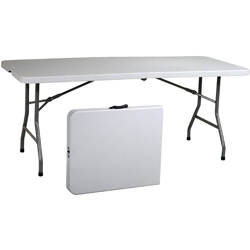 Ontario Furniture Folding Table 6 Foot Plastic White Resin With Steel