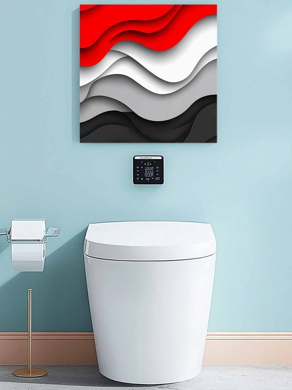 Red Black Waves Canvas Wall Art, Abstract Water Ripple Modern Gradient Framed Wall Decor Modern Artwork Prints Painting for Living Room, Bedroom, Kitchen & Cafe Decor 16x16 Inch