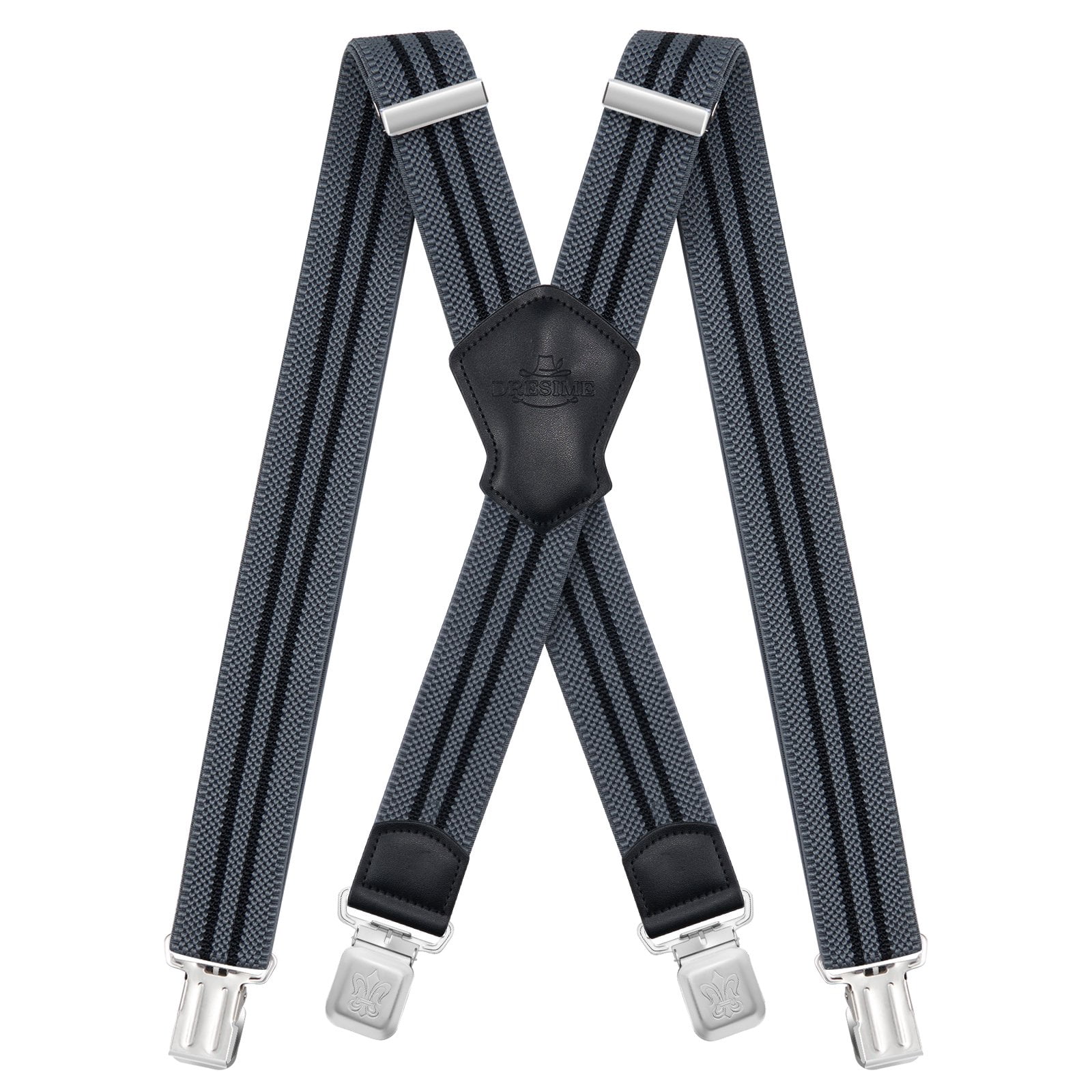 BIGLUFU Men's Suspenders, with Heavy Duty Clip Wide XBack for Work