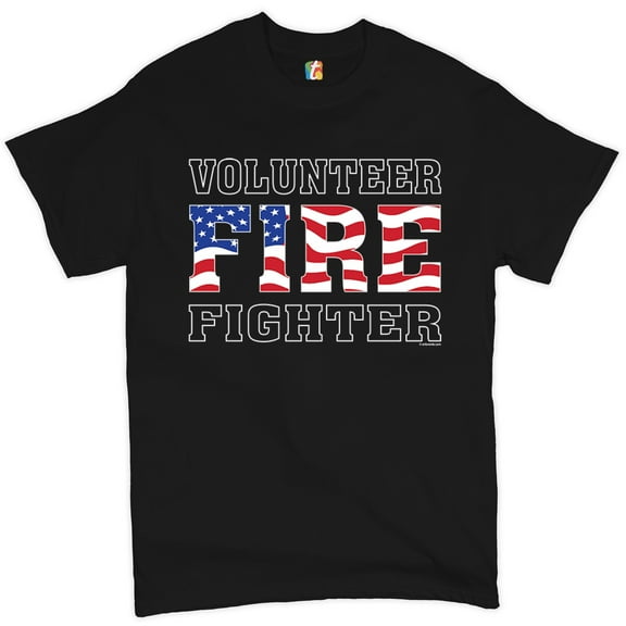 Tee Hunt Volunteer Fire Fighter T-Shirt Fire and Rescue Courage Patriotic Men's Tee