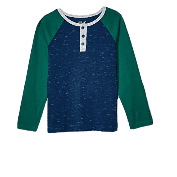 Little Me Unisex Baby T-shirt Long Sleeve, Blue/Green, 18 Months