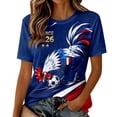 thumbnail image 2 of Women's Football Graphic T-Shirt, Women's Soccer Fan Short Sleeve T-Shirt, Round Neck Casual Tee for Day Support & Fan for Soccer Tournament 2026 Blue Size: 3XL, 2 of 6