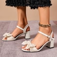 thumbnail image 2 of Xucatan Strappy Heels for Women Kitten Heels Square Toe Flip Flops Low Heels Ankle Strap Party Dress Thong Heeled Sandals Gift, 2 of 9