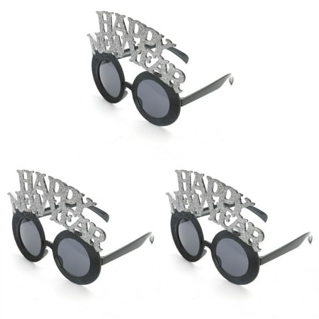BERTDOMD 3pcs Happy New Year Glasses Photo Booth Props Celebration Party Favor Accessories Festival Supplies Decoration