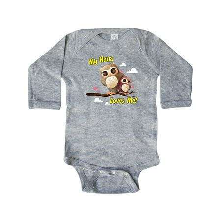 

Inktastic My Nana Loves Me Owl Gift Baby Boy or Baby Girl Long Sleeve Bodysuit