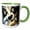 Green/White, variant on 3drose, Wolf in Geometric Art Style, 11oz Two-tone Green Mug