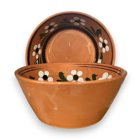 Mexican Clay Bowl, Large Size, With Design