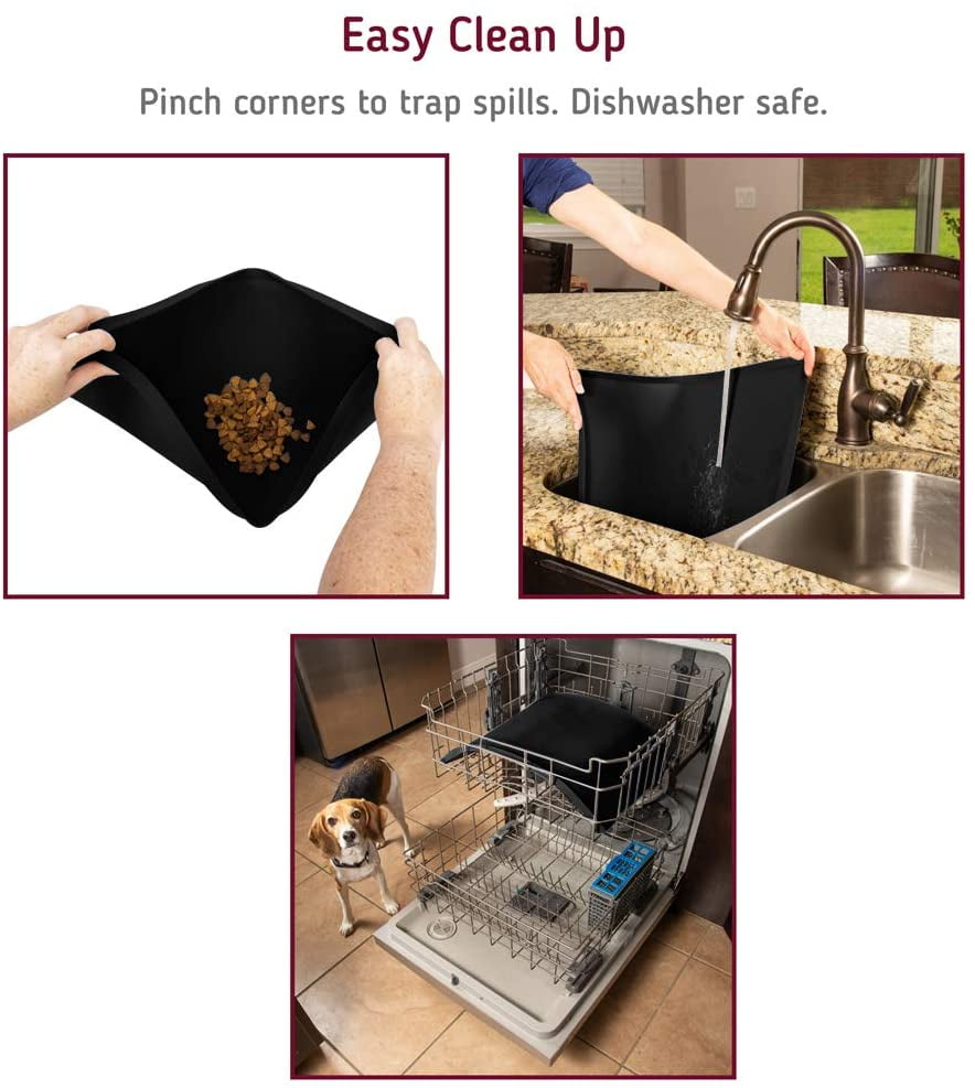 HOWWFALY Semi Enclosed Anti Spill Cat Dog Feeding Mat,Pet Mat for