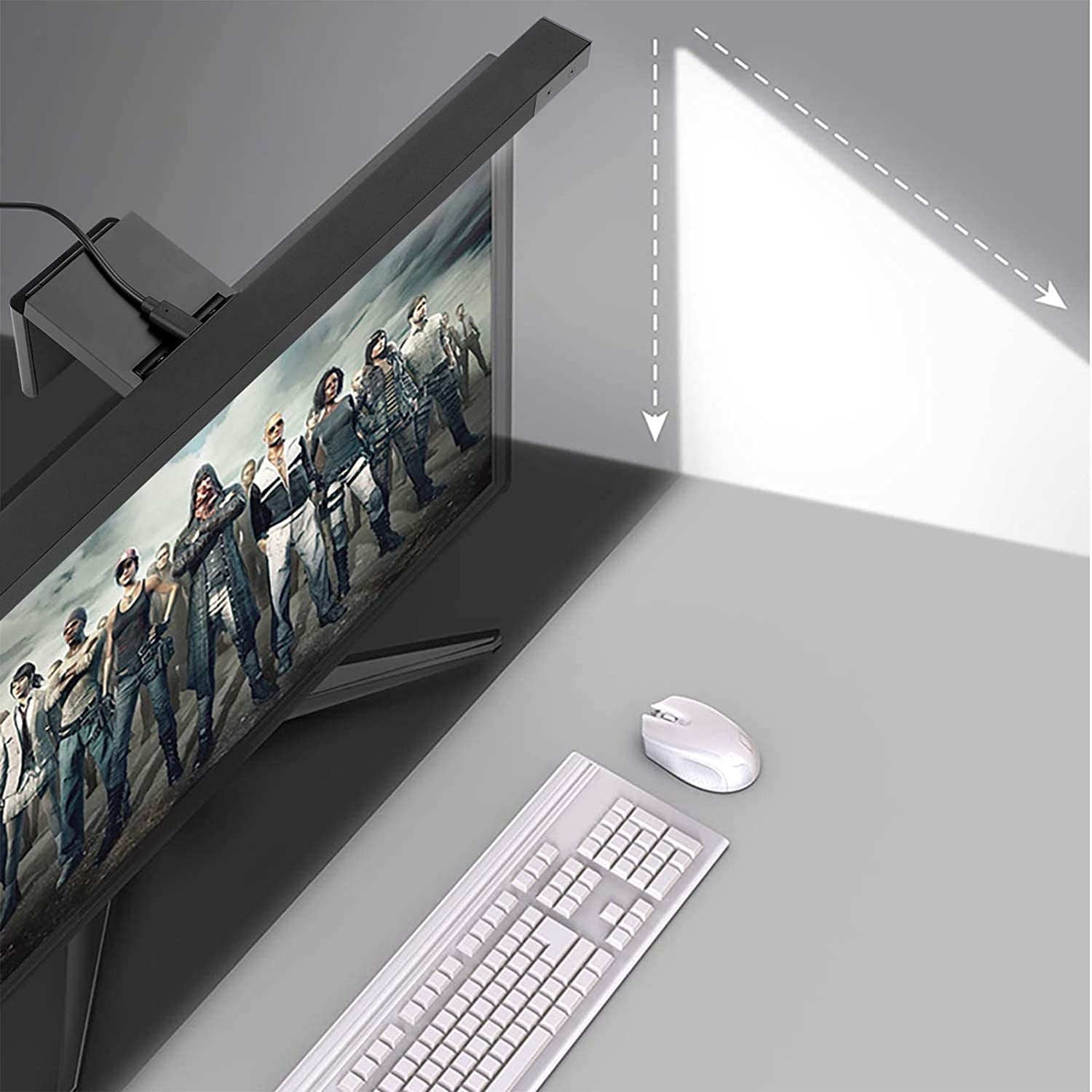 SHUXAG LED Reading Desk Lamp with No Glare Screen Light Bar Gaming Light with Touch Sensor for Home /Office Computer Monitor Light 3 Color Modes & USB Powered & Adjustable Brightness 