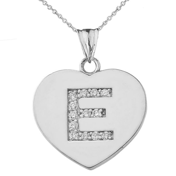 DIAMOND INITIAL AZ HEART PENDANT NECKLACE IN WHITE GOLD