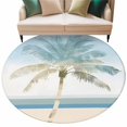 thumbnail image 2 of Palm Trees Round Living Room Rugs 6 ft, Vacation Beach Washable Area Rug with Non-Slip Sturdy Edge Binding Round Carpet for Kitchen Office Bedroom, 2 of 9