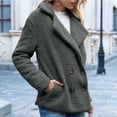 thumbnail image 7 of BRGZLK Sherpa Fleece Jacket Women Ladies Fleece Tops Fuzzy Teddy Long Trench Coat Warm Winter Outerwear Fluffy Plush Overcoat Mid Long Open Front Pea Coats, 7 of 7
