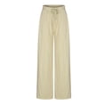 thumbnail image 4 of Itsame Womens Loose Long Pants Comfortable Solid Color Cotton High Waisted Wide Leg Sweatpants Beige Size 2XL, 4 of 9