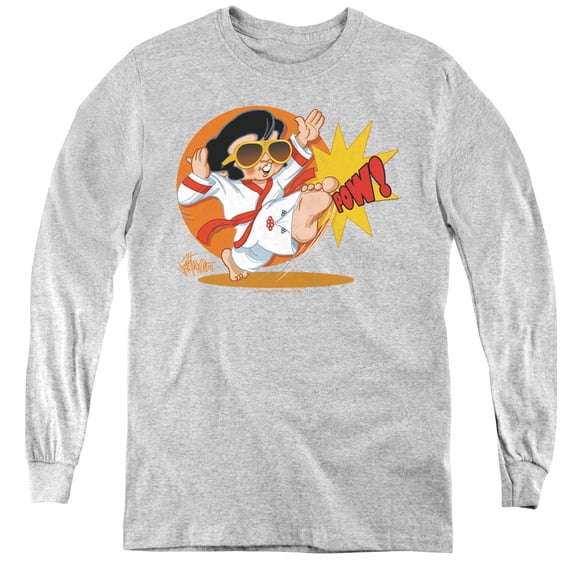 Elvis Presley Karate King Youth Long Sleeve T-Shirt Athletic Heather