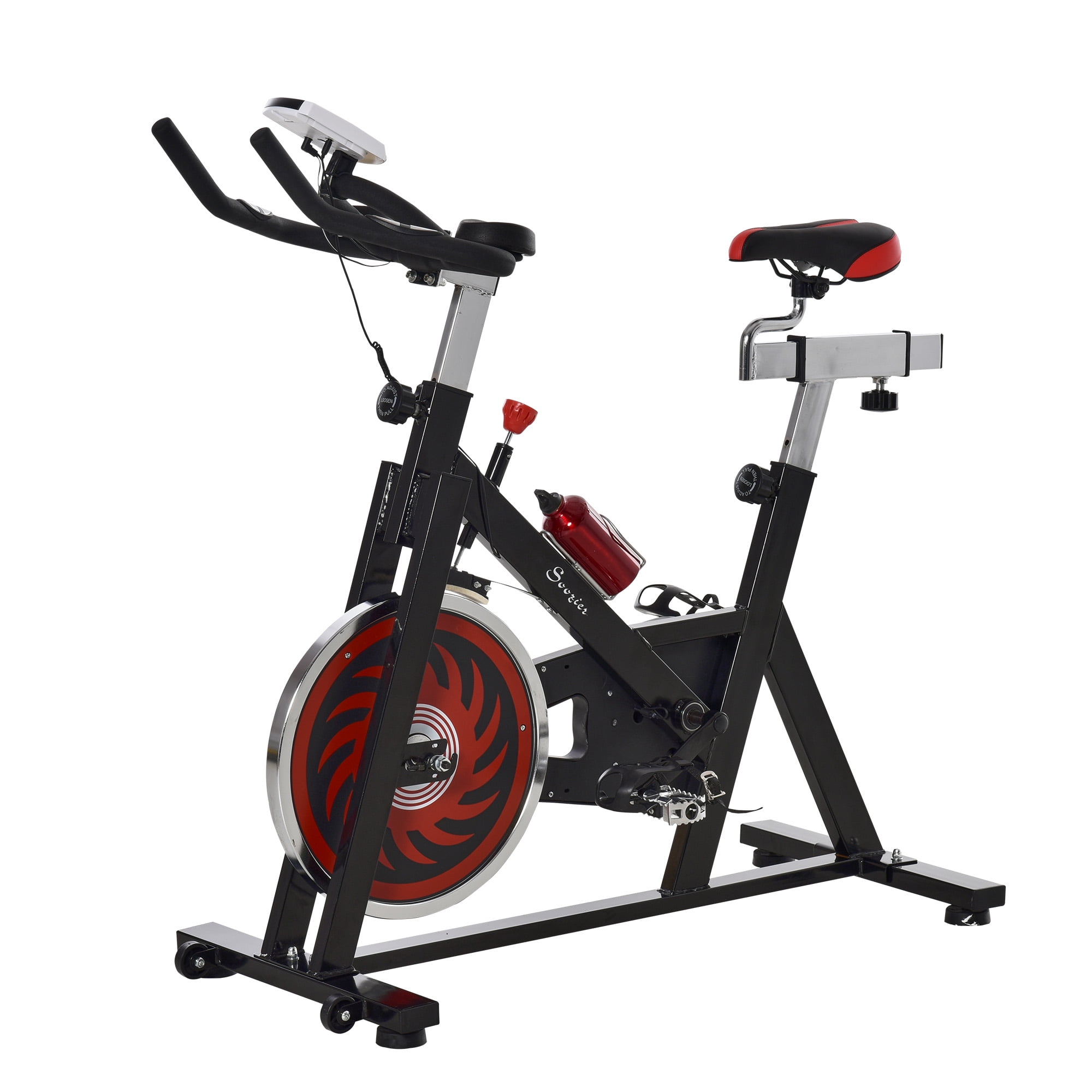 Soozier Velo d Exercice Interieur Velo Stationnaire Machine Cardio de Sport de Cyclisme Debout pour la Salle de Gym a Domicile avec Volant d Inertie de 29lbs Resistance Reglable Moniteur LCD Porte Bou...