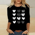 thumbnail image 3 of TKLPEHG Valentines Shirts for Women 3/4 Sleeve Tops Crewneck Valentines Day T Shirts Soft Cute Heart Print Lover Gift Tops (Black,XL), 3 of 5