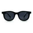 thumbnail image 3 of Neat Round Horn Rim Gentlemanly Fashion Plastic Hustler Sunglasses All Black, 3 of 8