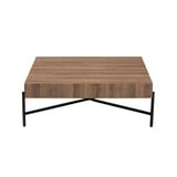 Baxton Studio Savion Console Table - Walnut Brown Wood Top & Black Metal Industrial Design