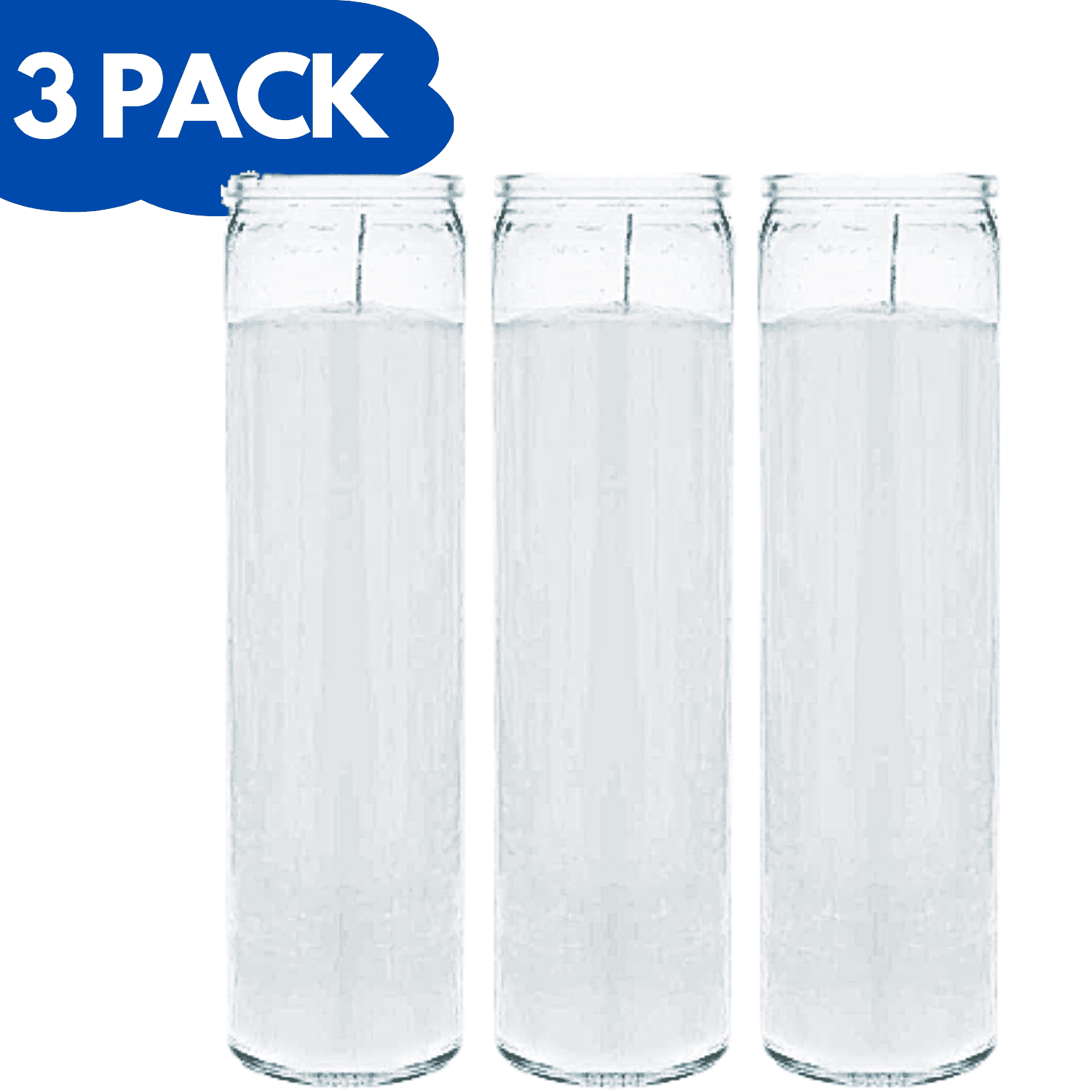 White 8" Prayer Glass Candles - Bundle With 12 Vigil