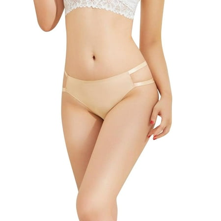 

TAIAOJING Women s Cotton Thong Solid Breathable No Show Ice Silk For Underwear Panties Brief