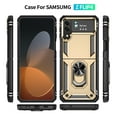 thumbnail image 4 of Compatible with Samsung Galaxy Z Flip 4 Case,with 360 Ring Holder Kickstand Card case,Armor Military Grade Protection Hybrid Silicone TPU PC Rugged Case,Magnetic with Car Mount Phone Cover,Gold, 4 of 9