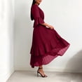 thumbnail image 5 of Ovbmpzd Wine Womens Summer Dresses Bodycon Maxi Party Cocktail Dresses Leisure V-Neck Elbow-Length Dresses Casual Dresses,L, 5 of 6
