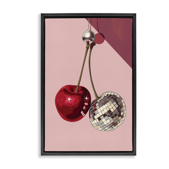 Stupell Industries Dazzling Disco Cherries Food & Beverage Painting Black Floater Framed Canvas Art Print Wall Art, 17 x 25