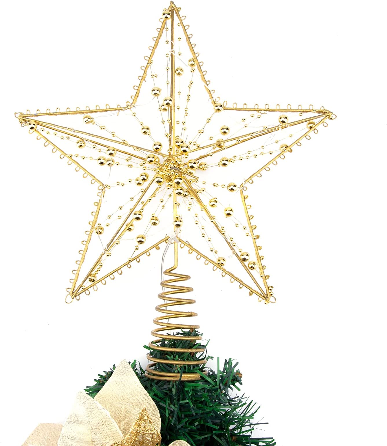 TGNAZET Gold Star Christmas Tree Topper with 10 LED Lights photo 4