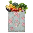 thumbnail image 1 of Floral and Bee Artwork Foldable Grocery Bag - Large Capacity & Washable Shopping Tote, 1 of 6
