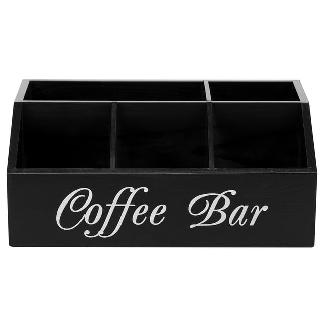 Grusce Coffee Station Organizer 5 Compartments Coffee Bar Accessories Organizer Wood Coffee Bar Organizer Vintage Coffee Storage Station Coffee Pods Holder for Countertop Coffee Bar