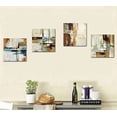 thumbnail image 2 of Modern Abstract Art Painting Blue and Brown Canvas Wall Art Print Set Small for Bedroom Bathroom Wall Decoration (Abstract), 2 of 5