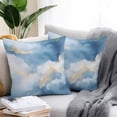 thumbnail image 2 of Abstract Marble Texture Outdoor Pillow Covers Pack of 2 Golden Blue Gradient Waterproof Throw Pillow Covers Decorative Cushion Cases for Patio Garden Tent Balcony Couch 24x24 inch, 2 of 8