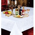 thumbnail image 2 of Violet Linen Princess Zig Zag Vertical Stripes Chevron Pattern Seats 10 to 12 People, Polyester Jacquard, with Metallic Thread, Rectangle, Tablecloth, 70" X 120", White, 2 of 3